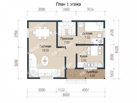 Двухэтажный из бруса 6х8. фото