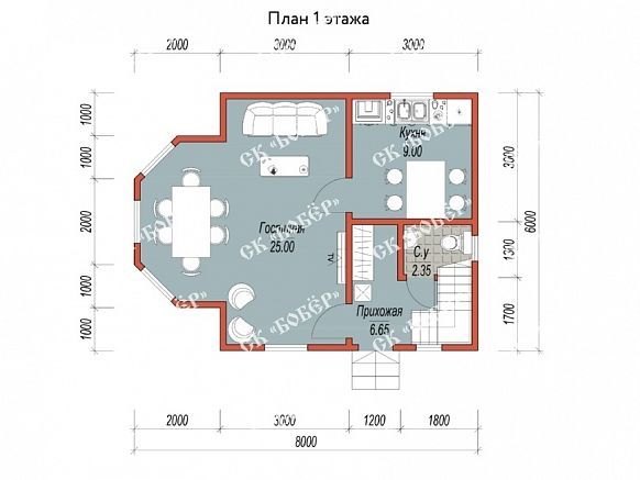 Сруб из бруса 6х8. фото